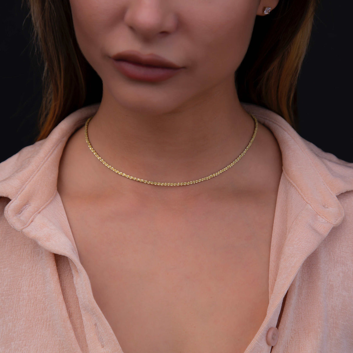 14k Solid Gold Popcorn Necklace
