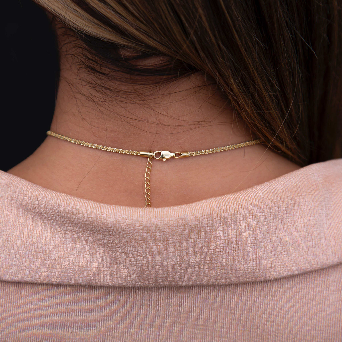 14k Solid Gold Popcorn Necklace