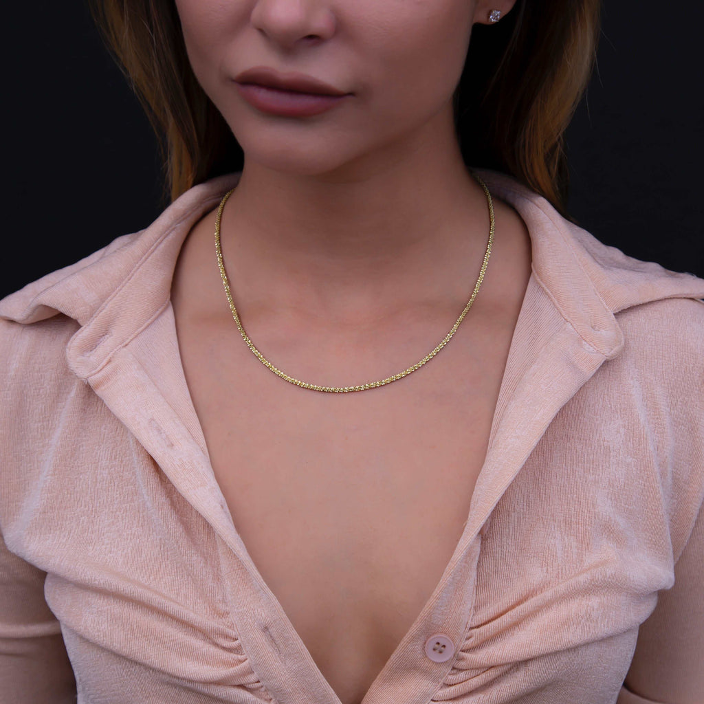 14k Solid Gold Popcorn Necklace