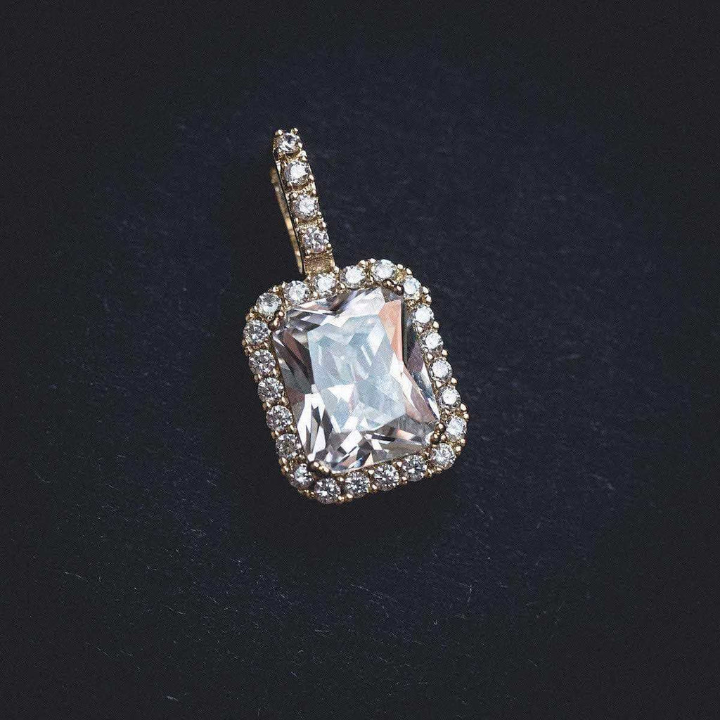 Micro Diamond Stone Pendant in Yellow Gold