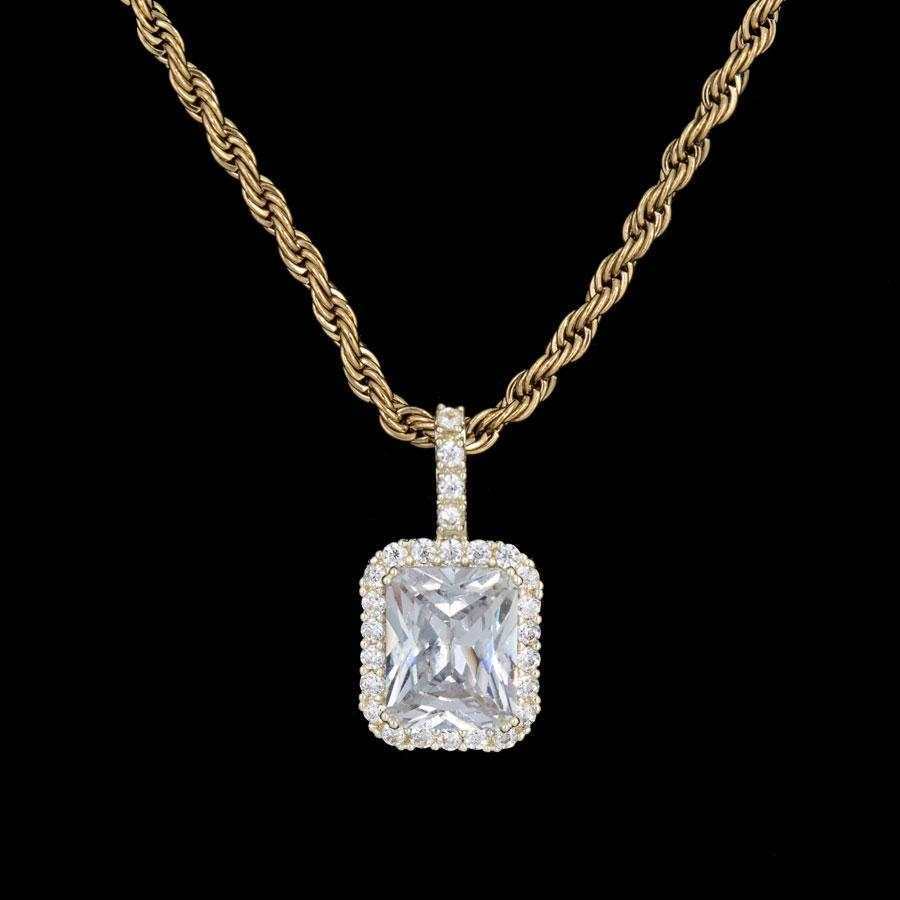 Micro Diamond Stone Pendant in Yellow Gold
