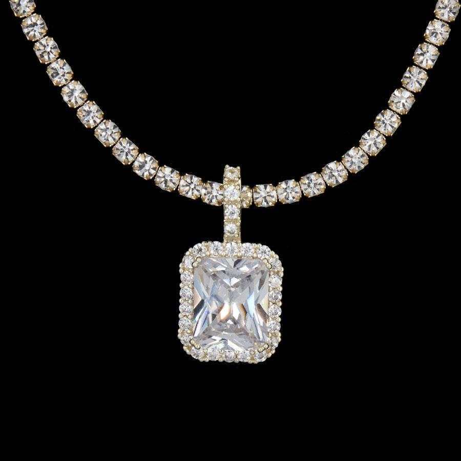 Micro Diamond Stone Pendant in Yellow Gold