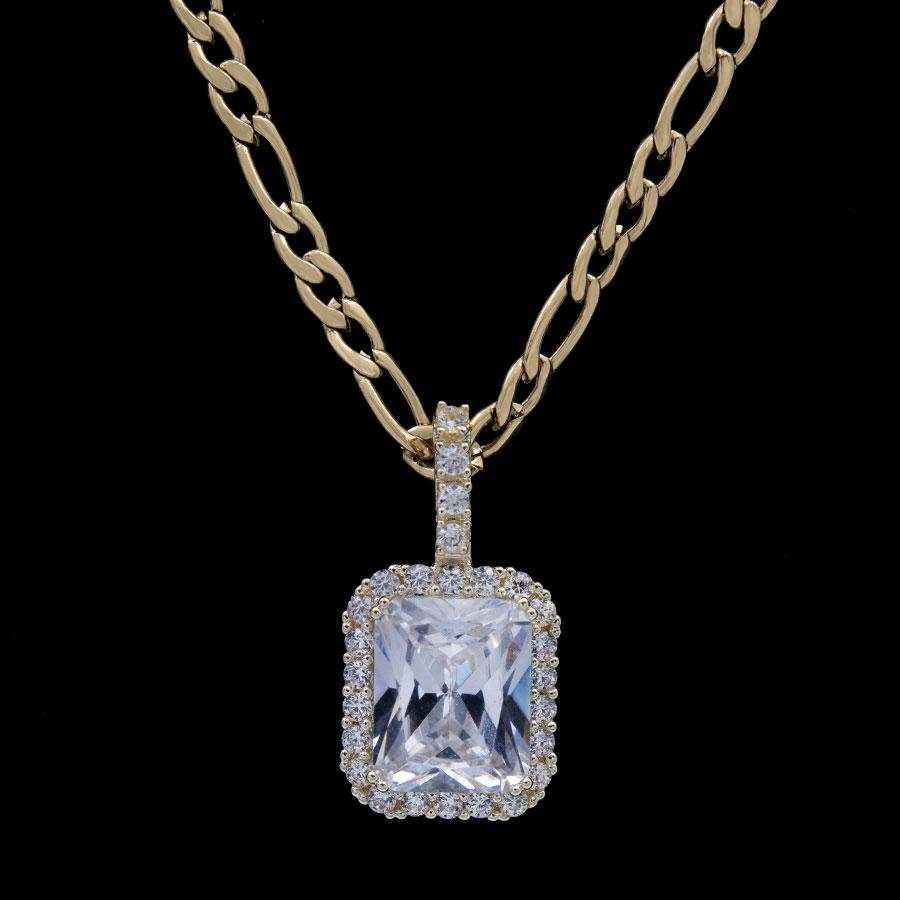 Micro Diamond Stone Pendant in Yellow Gold