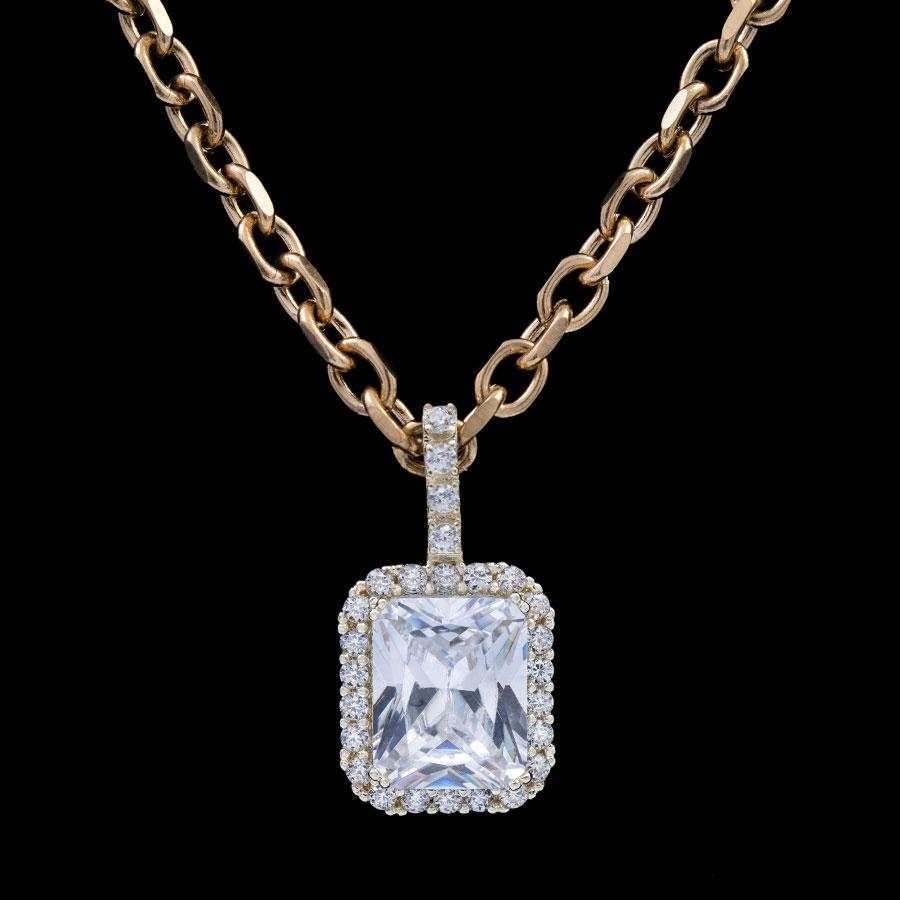 Micro Diamond Stone Pendant in Yellow Gold