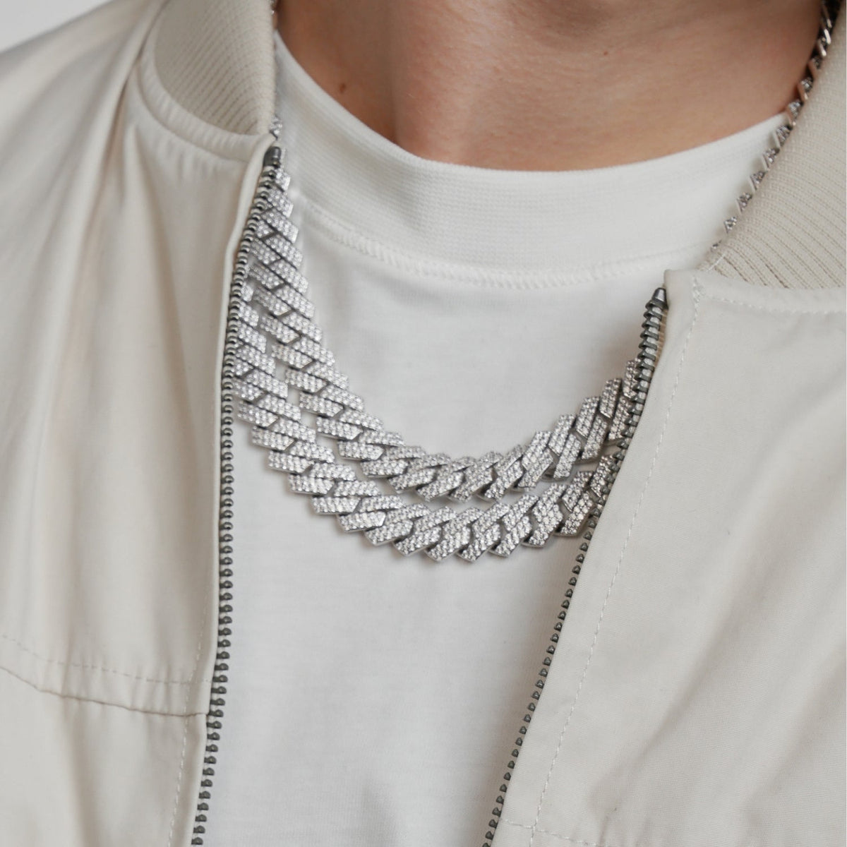Prong Link Iced Cuban (Silver) 12mm