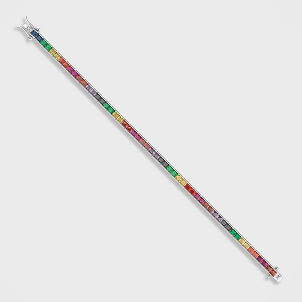 Rainbow Tennis Bracelet (Silver) - 4mm