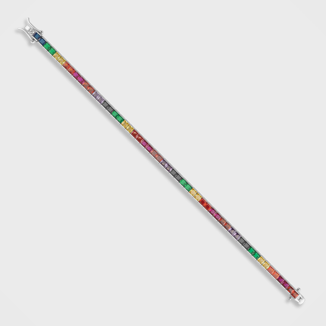 Rainbow Tennis Bracelet (Silver) - 4mm