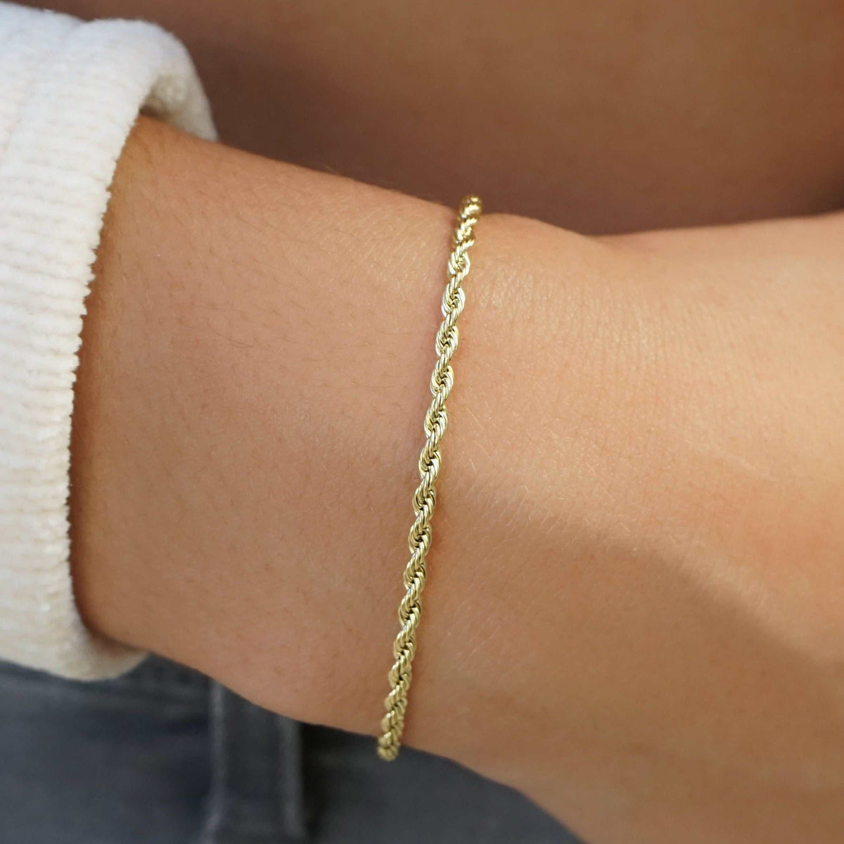 Rope Bracelet in Yellow Gold (Adjustable)- 2mm