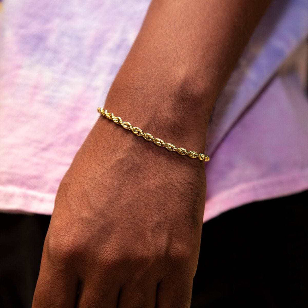 Rope Bracelet in Yellow Gold (Adjustable)- 4mm