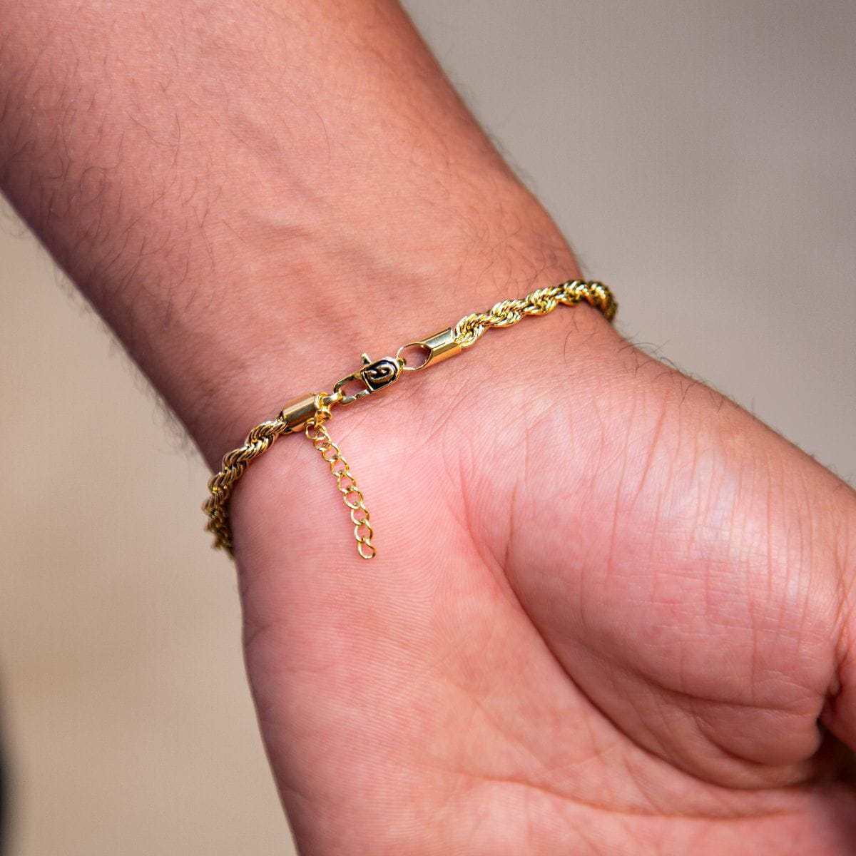 Rope Bracelet in Yellow Gold (Adjustable)- 4mm