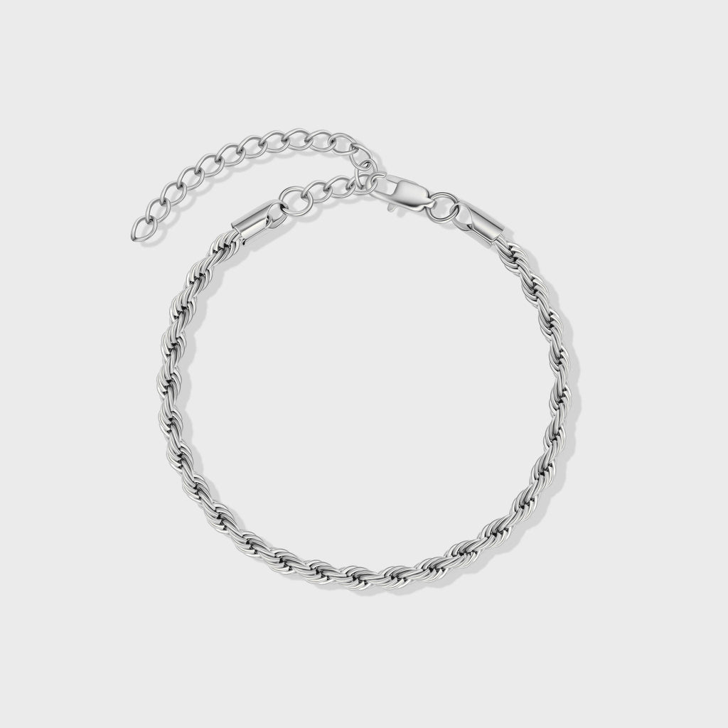 Women's Rope Chain + Bracelet (Silver) - 4mm