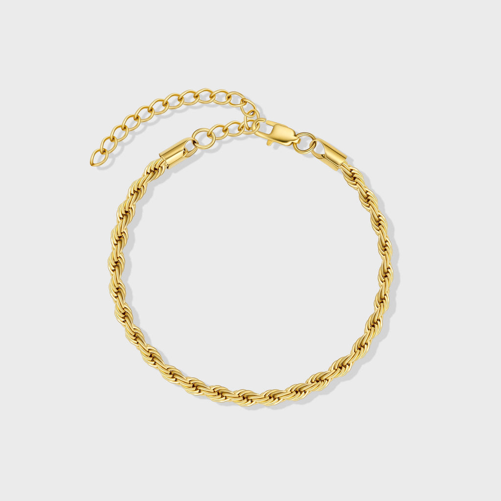 Women's Rope Chain + Bracelet (Gold) - 4mm
