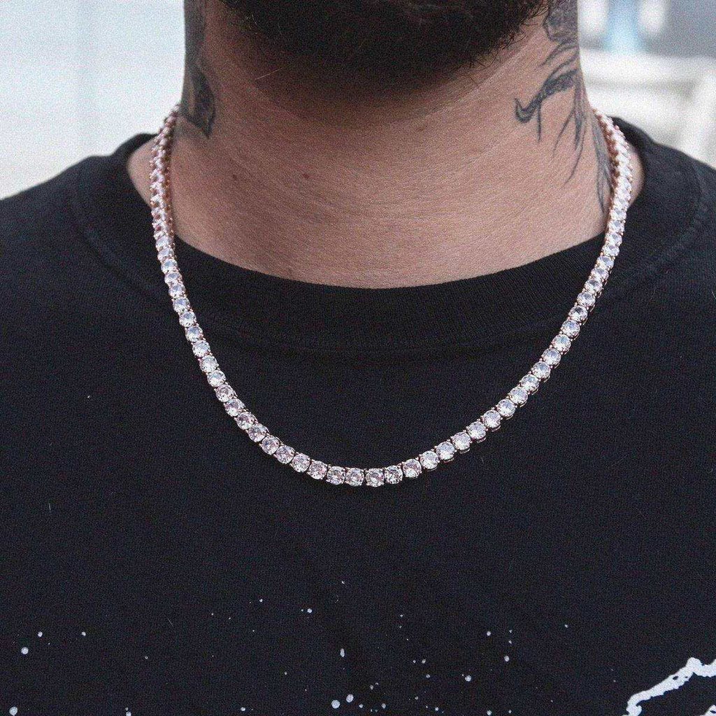 GLD Diamond Tennis Necklace in Rose Gold- 5mm