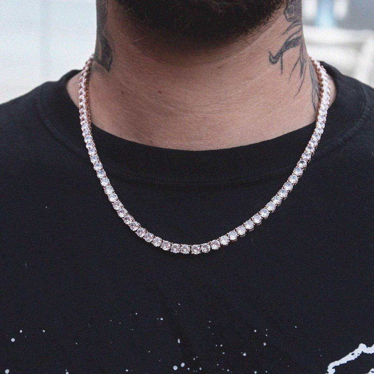 GLD Diamond Tennis Necklace in Rose Gold- 5mm