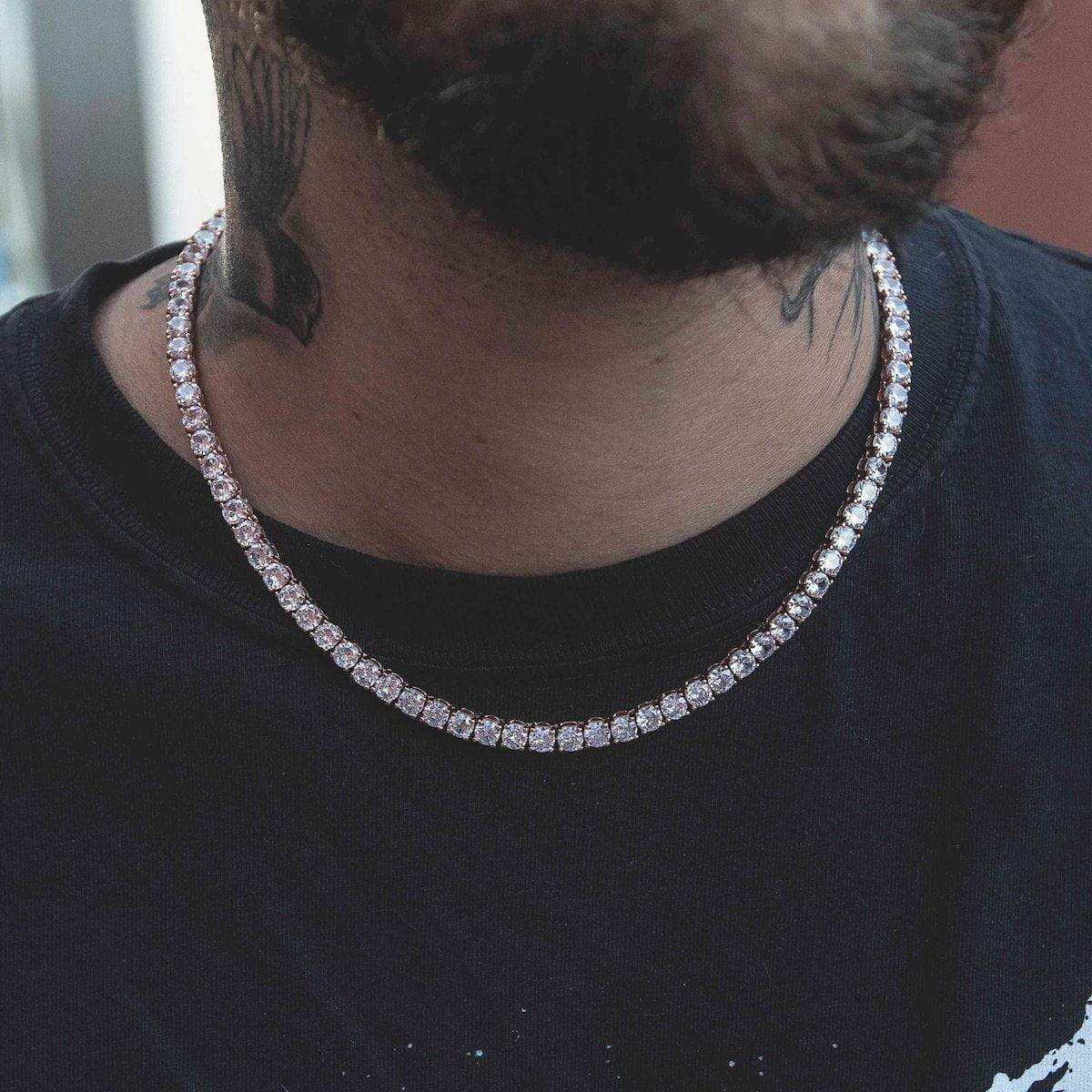 GLD Diamond Tennis Necklace in Rose Gold- 5mm