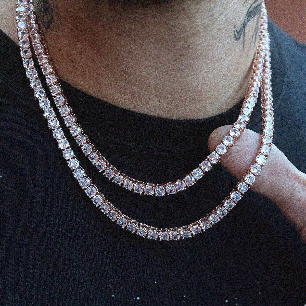 GLD Diamond Tennis Necklace in Rose Gold- 5mm