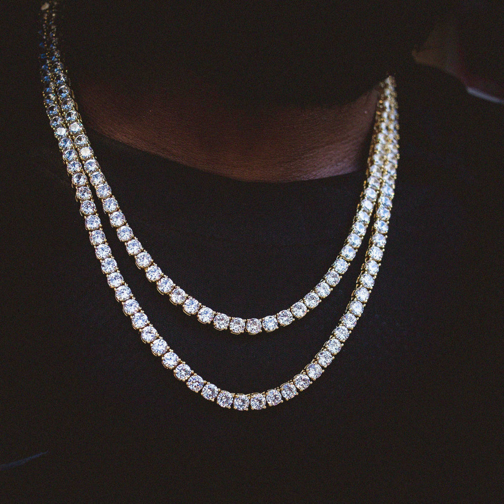 Diamond Tennis Necklace in Yellow Gold- 5mm