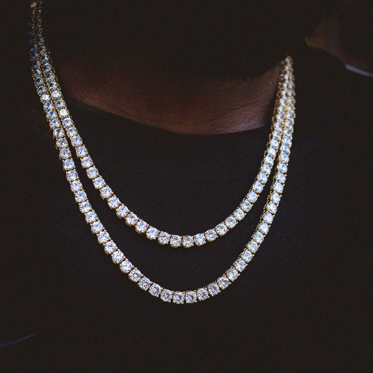 Diamond Tennis Necklace in Yellow Gold- 5mm