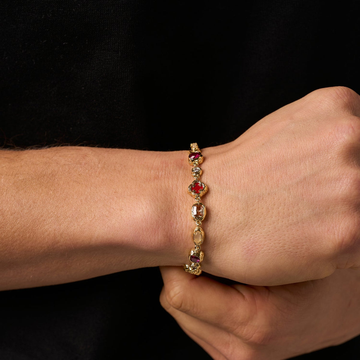 Melted Ruby Gemstone Bracelet (Gold)