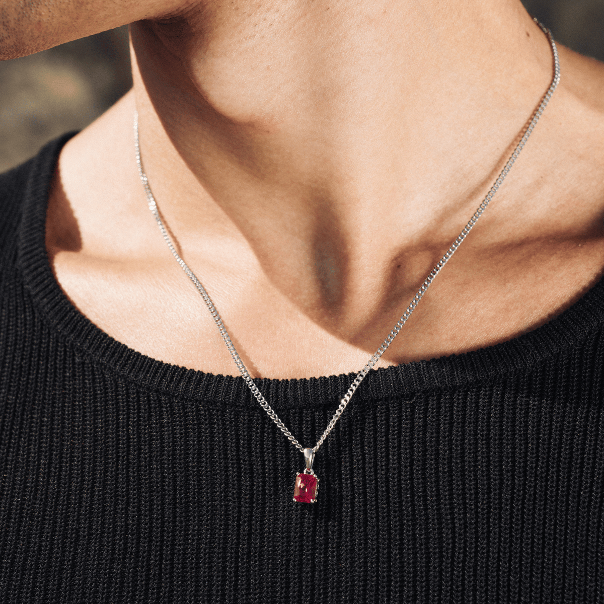 Ruby Stone Pendant (Silver)