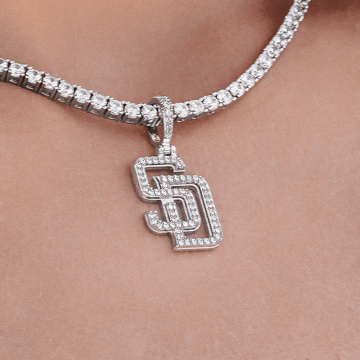 San Diego Padres Micro Pendant in White Gold