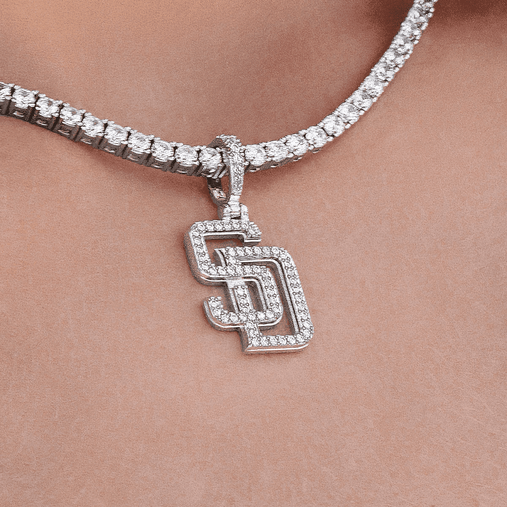 San Diego Padres Official MLB Micro Logo Pendant in White Gold