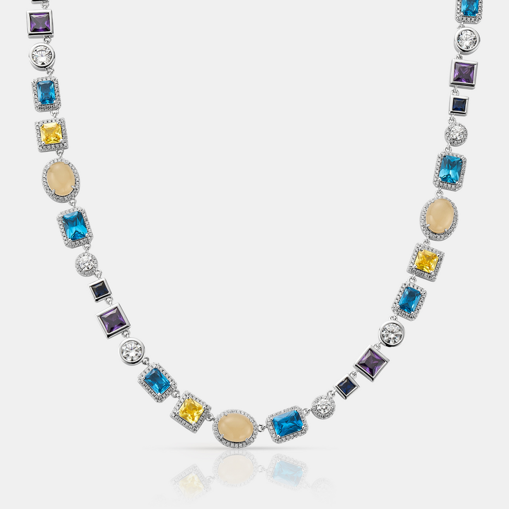 Sapphire Gemstone Necklace (Silver)
