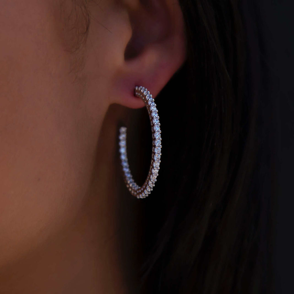 GLD Eternity Hoop Earrings in White Gold-2MM