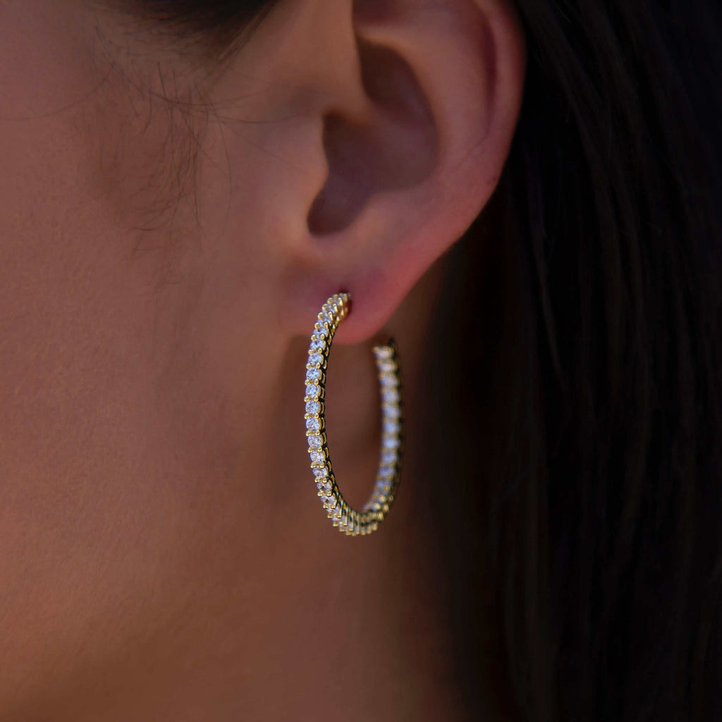 GLD Eternity Hoop Earrings in Yellow Gold-2MM