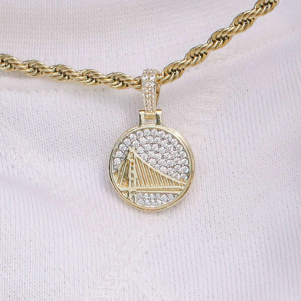 Solid Gold Golden State Warriors Micro Pendant