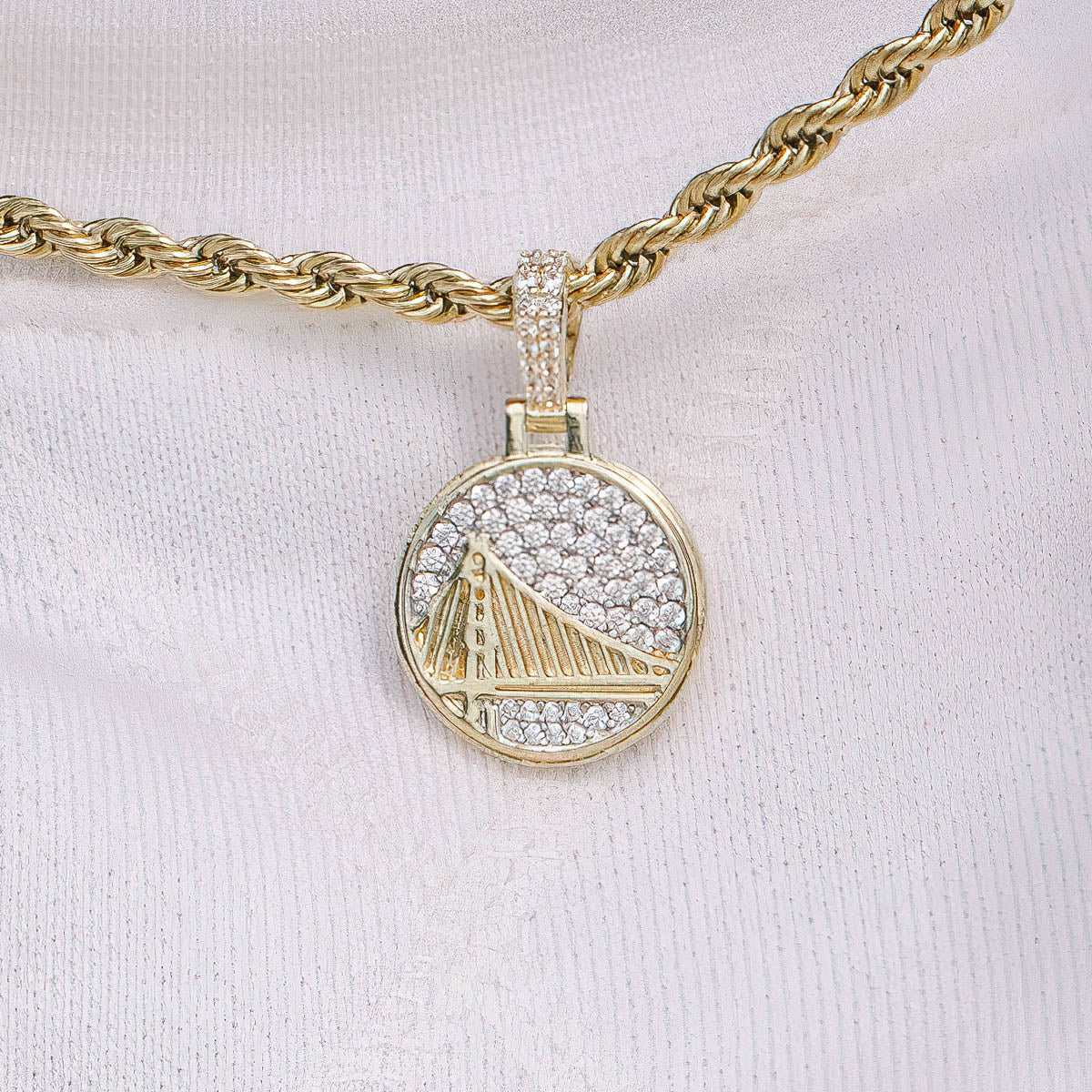 Solid Gold Golden State Warriors Micro Pendant