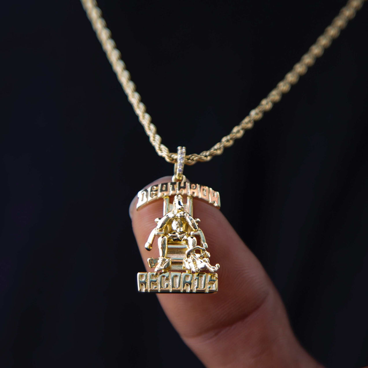 Solid Gold Micro Death Row Pendant-Si Diamonds