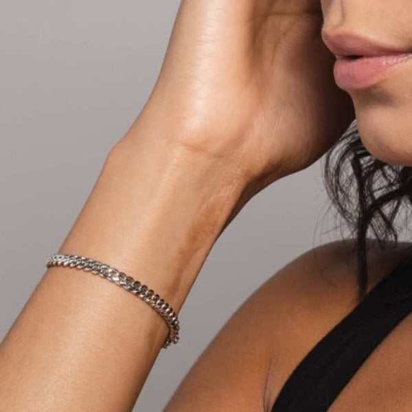 Solid White Gold Cuban Link Bracelet (5mm)
