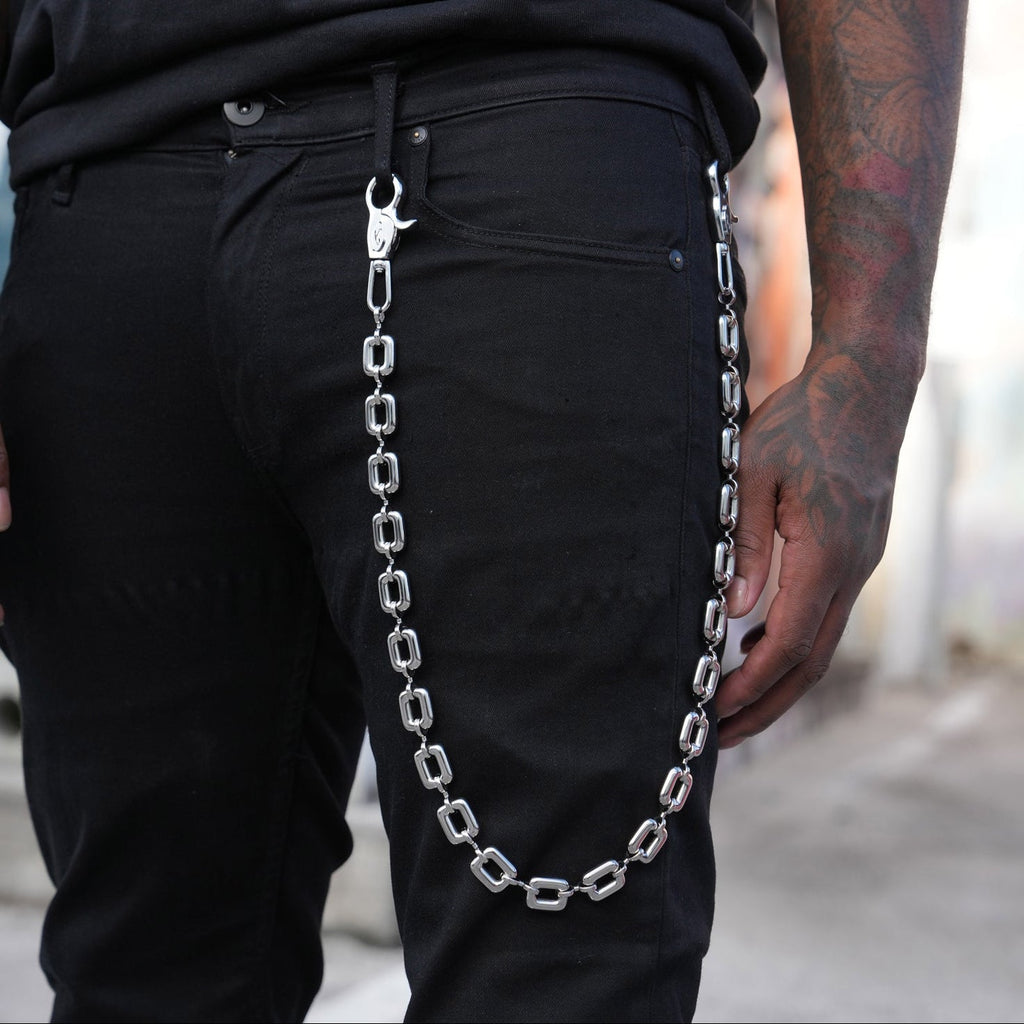 Square Link Pant Chain in White Gold - 15MM
