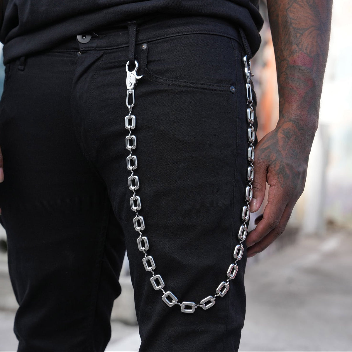 Square Link Pant Chain in White Gold - 15MM