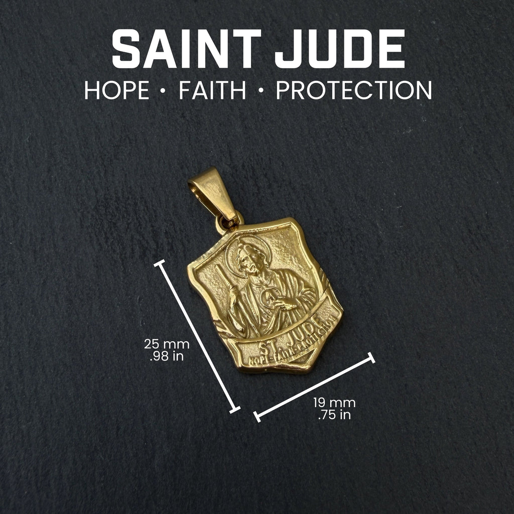 Pro Saint Jude Pendant Necklace - 14K Gold Plated Stainless Steel