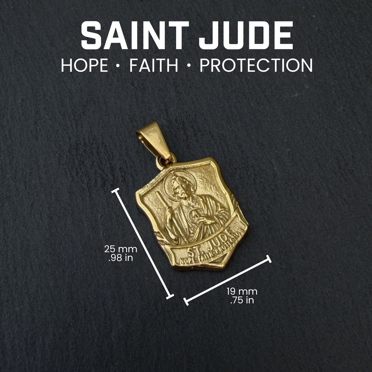Pro Saint Jude Pendant Necklace - 14K Gold Plated Stainless Steel