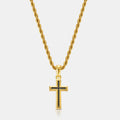Mini Onyx Stone Cross (Gold)