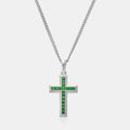 Emerald Stone Cross (Silver)