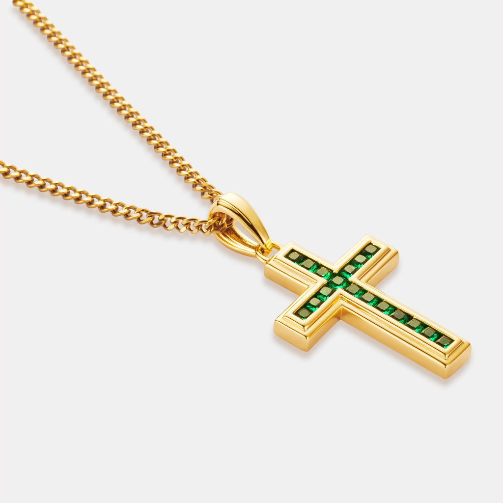 Emerald Stone Cross (Gold)