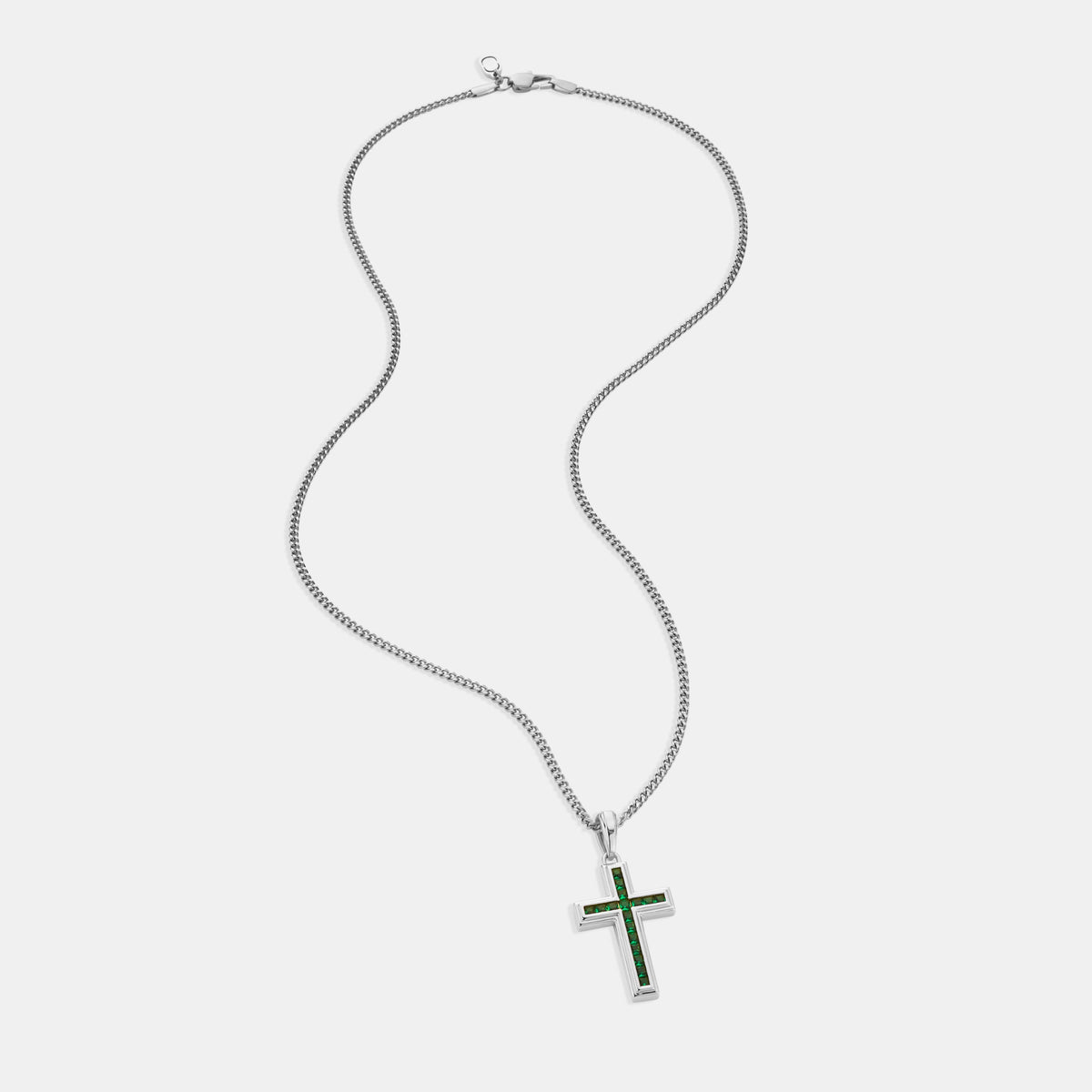 Emerald Stone Cross (Silver)