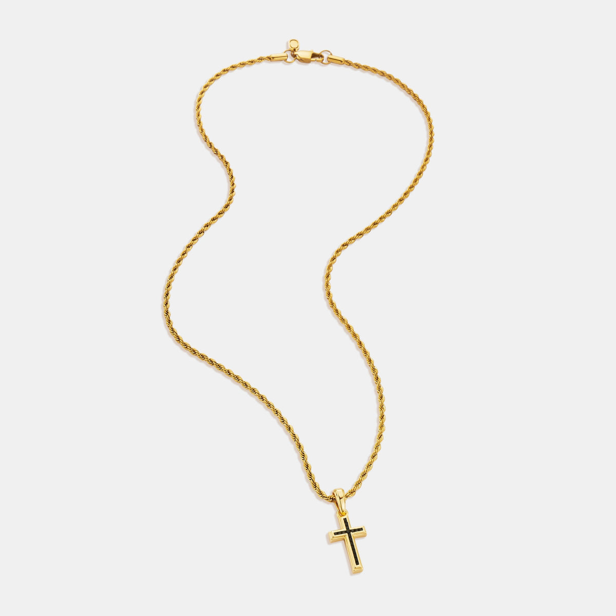 Mini Onyx Stone Cross (Gold)