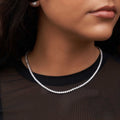 Diamond Tennis Necklace + Anklet Bundle in White Gold- 3mm