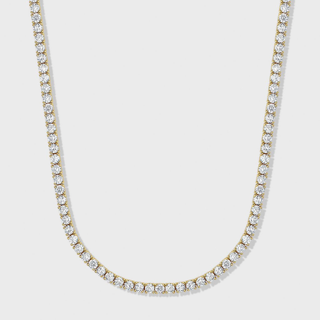 Women's Tennis Chain + Bracelet (Gold) - 3mm