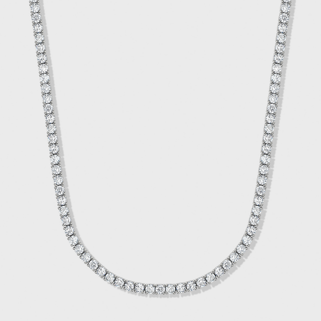 Women's Tennis Chain + Bracelet (Silver) - 3mm