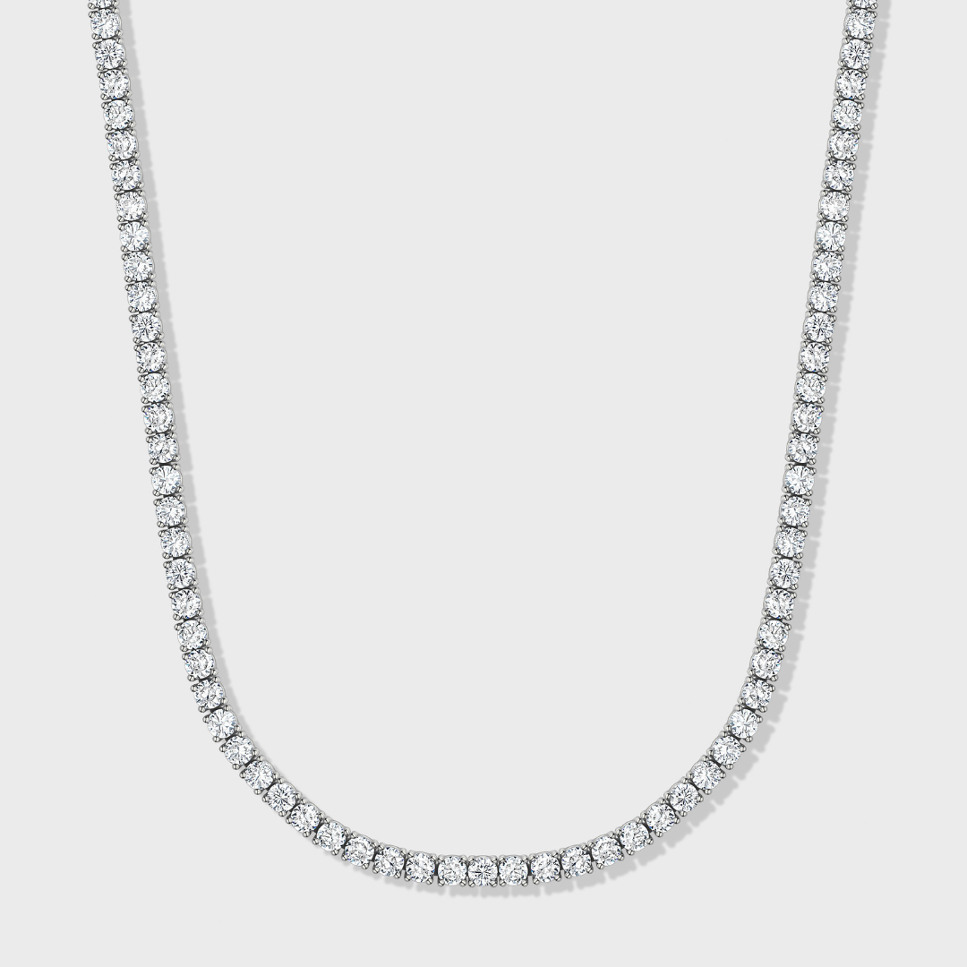 Women's Tennis Chain + Bracelet (Silver) - 3mm