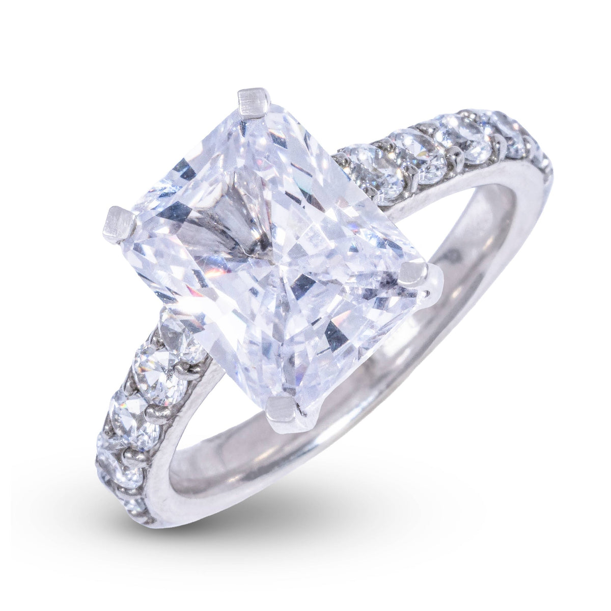 Radiant Stone Lab Diamond Engagement Ring in Solid White Gold