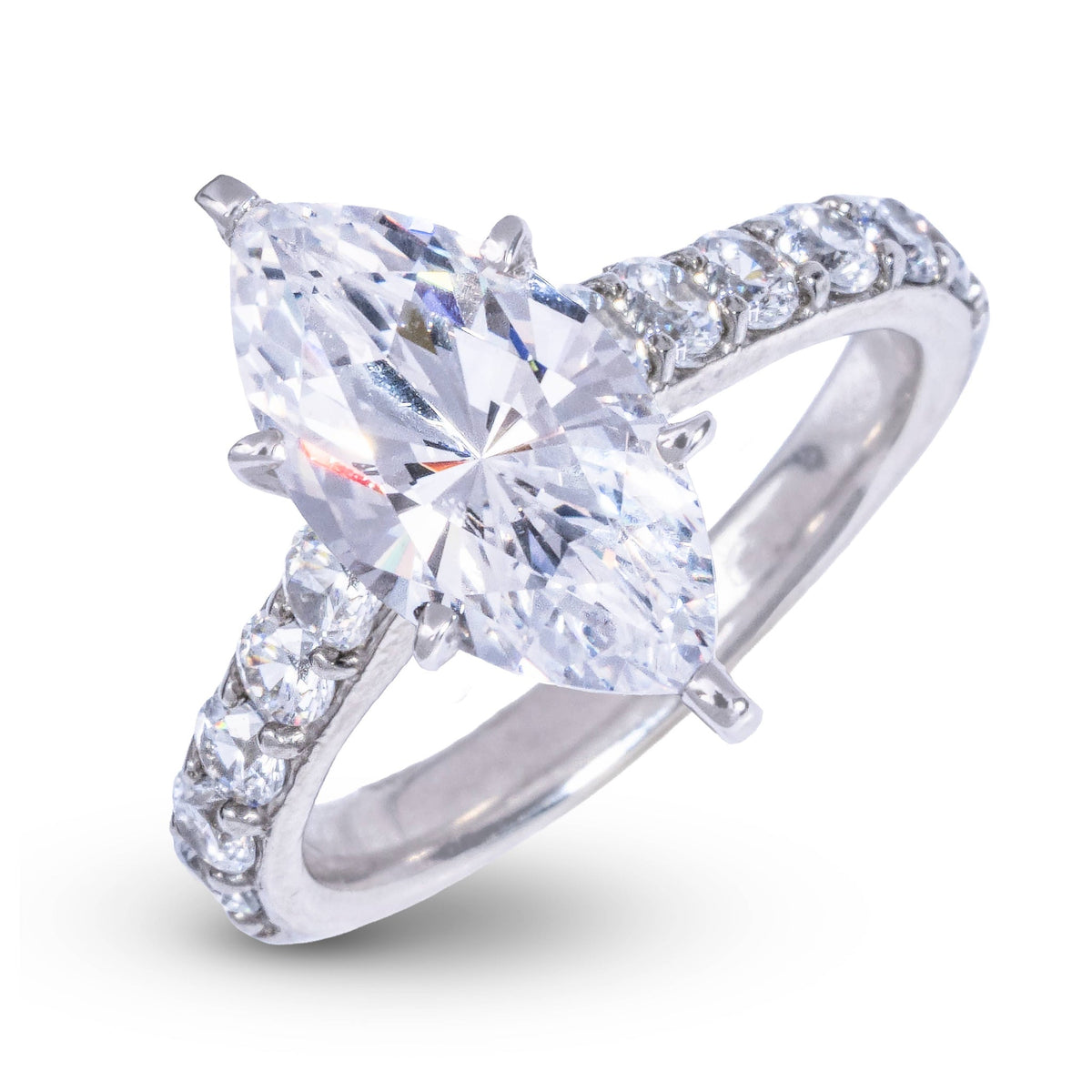 Marquis Stone Lab Diamond Engagement Ring in Platinum