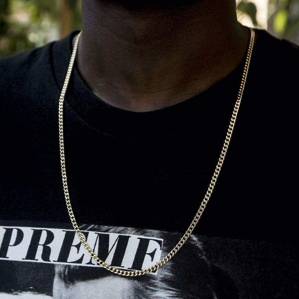 2mm Micro Cuban in Yellow Gold Vermeil