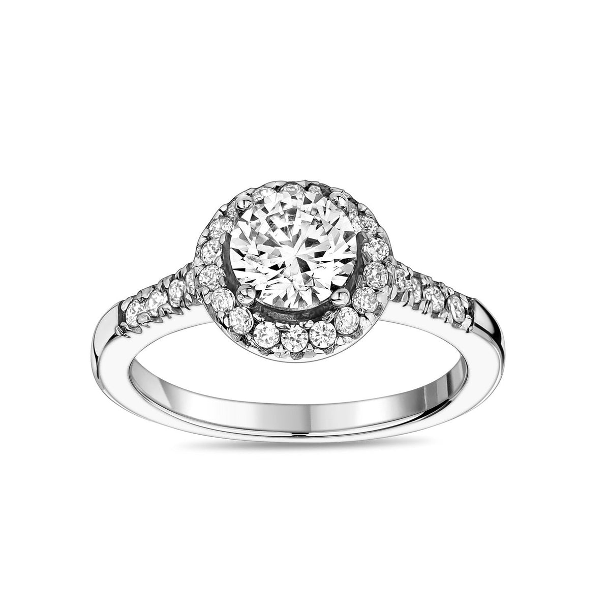 Round Halo Solitaire Ring